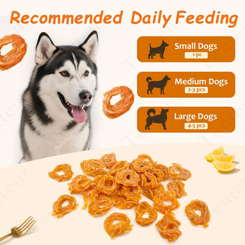 Chicken Jerky Rings for Dogs, 120g Rawhide-Free Grain-Free Chicken Breast Dog Treats for Supervised Training Rewards and Everyday Chewy Snacks