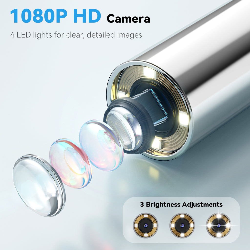 Pet Ear Inspection Camera for Dogs and Cats, 1080P HD with 4X Zoom, USB Rechargeable 4-in-1 Viewer and 12 Extra Inspection Tips for Home Care