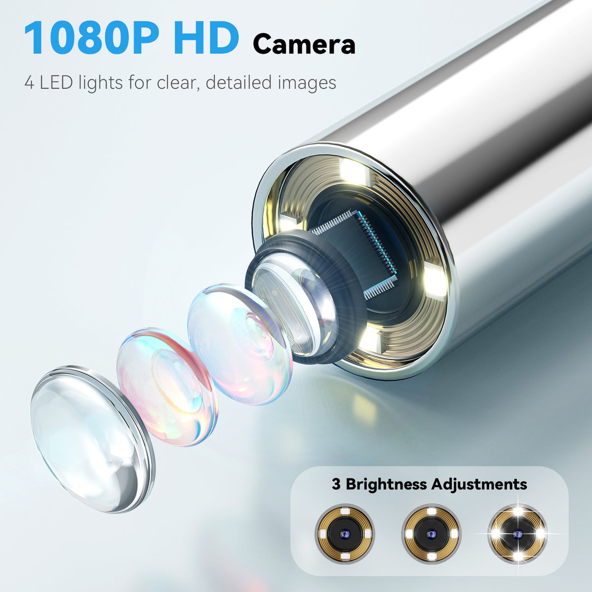 Pet Ear Inspection Camera for Dogs and Cats, 1080P HD with 4X Zoom, USB Rechargeable 4-in-1 Viewer and 12 Extra Inspection Tips for Home Care