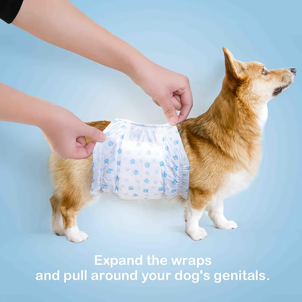 Disposable Dog Diapers 12 Pack with Adjustable Fasteners, Absorbent Male and Female S or M Options for Puppy Training, Senior Dog Accidents and Travel