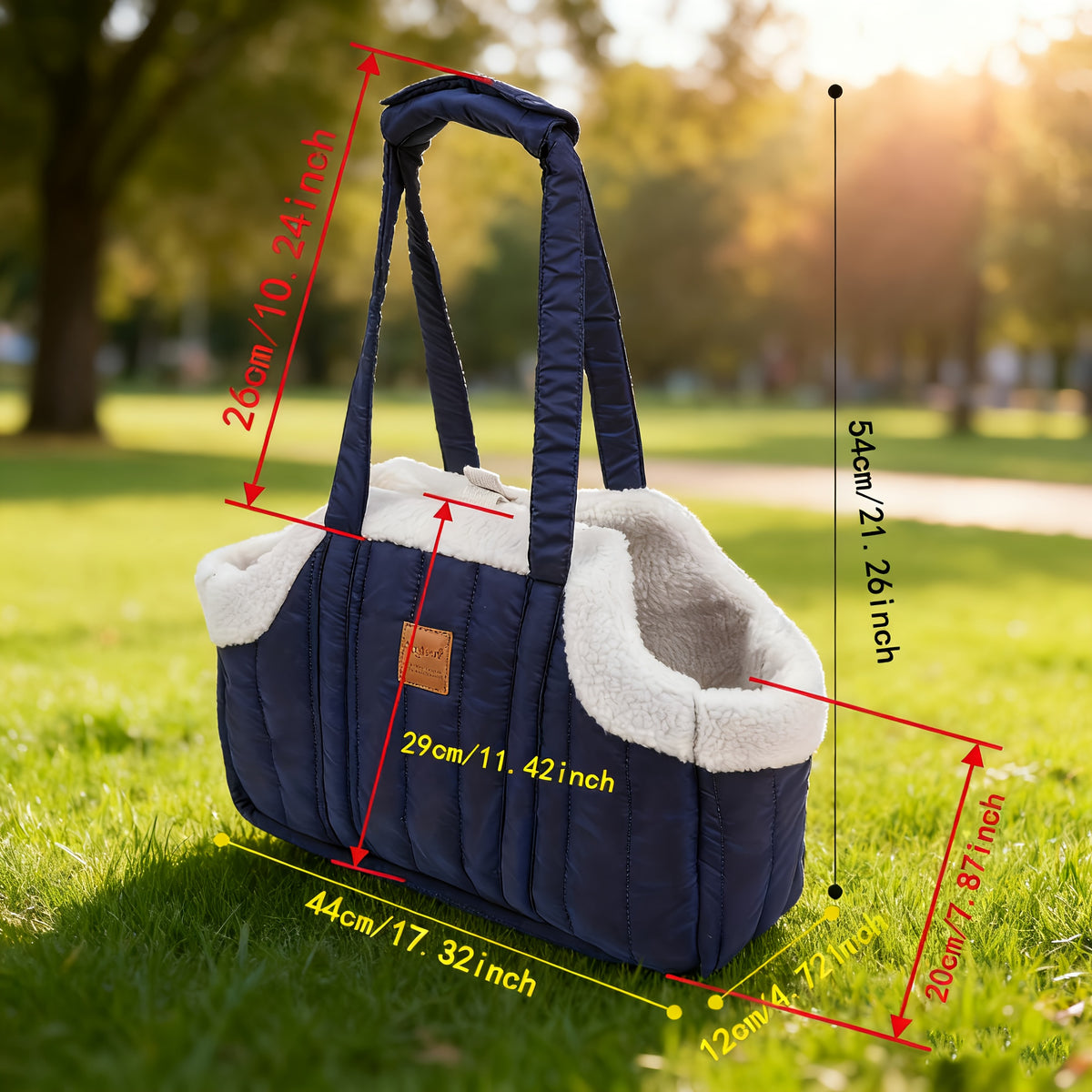 Pet Carrier Handbag with Snap Closure, Open-Top Winter Carrying Bag for Cool-Weather Outings in Green, Beige or Grey by Goodie Pet
