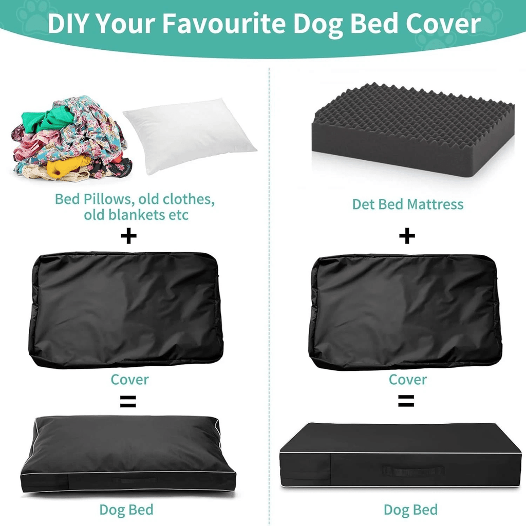 Waterproof Dog Bed Cover with Zipper, Soft Machine Washable Replacement Pet Cushion Case, Cover Only in Grey, Navy or Black for Everyday Home Use