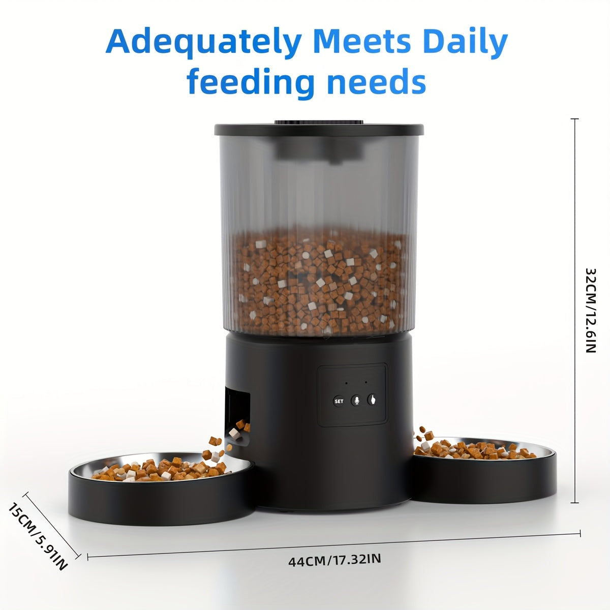 Automatic Cat Feeder for Two Cats, 4.5L WiFi App-Controlled Dry Food Dispenser with Double Bowls and Timed Feeding for Multi-Pet Homes