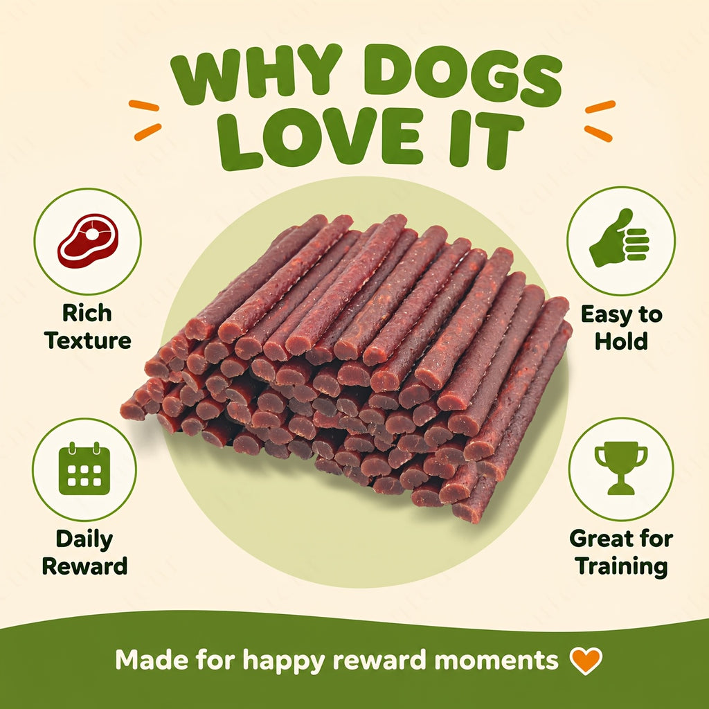 Beef Strip Dog Treats with 80g Beef or 80g Chicken + 80g Air-Dried Beef Options for Supervised Snack Time, Everyday Training Rewards and Travel Treat Breaks