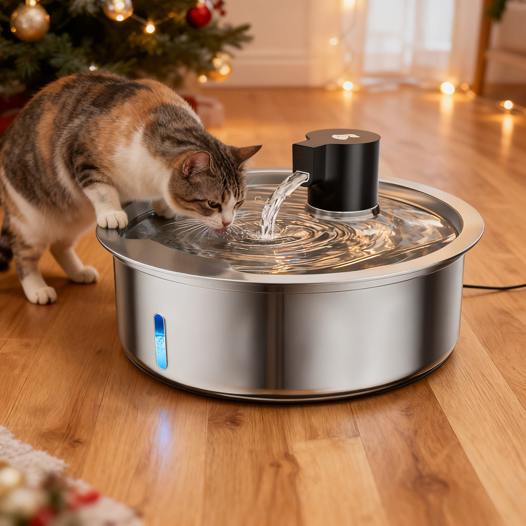 8L Stainless Steel Pet Water Fountain for Dogs and Cats, Large 2.11 Gallon Drinking Dispenser with Quiet Pump and Filter Bundle Options