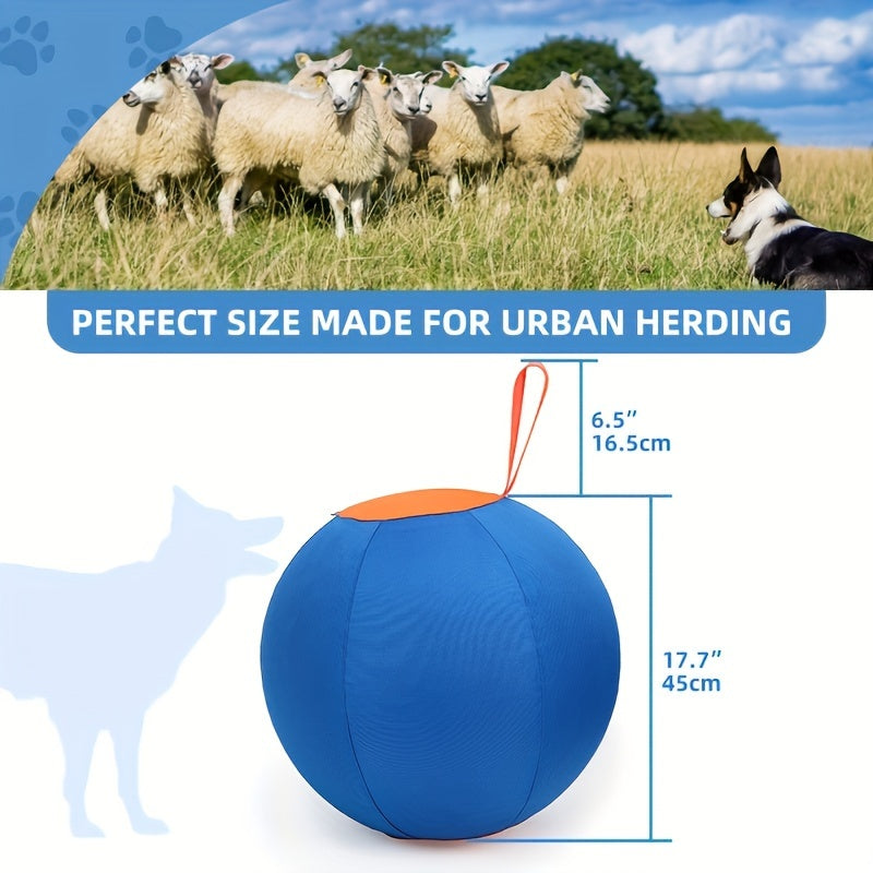 Inflatable Dog Herding Ball for Backyard Chase and Push Games, Battery-Free Interactive Pet Training Toy in Blue and Orange Options