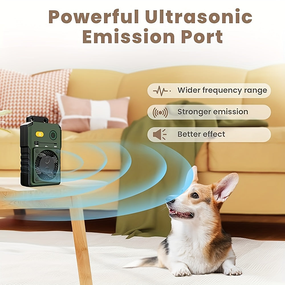 Ultrasonic Bark Box with Dual Sonic Emitters, Rechargeable Dog Bark Control Device with 3 Modes and Listed 50ft Range for Supervised Use