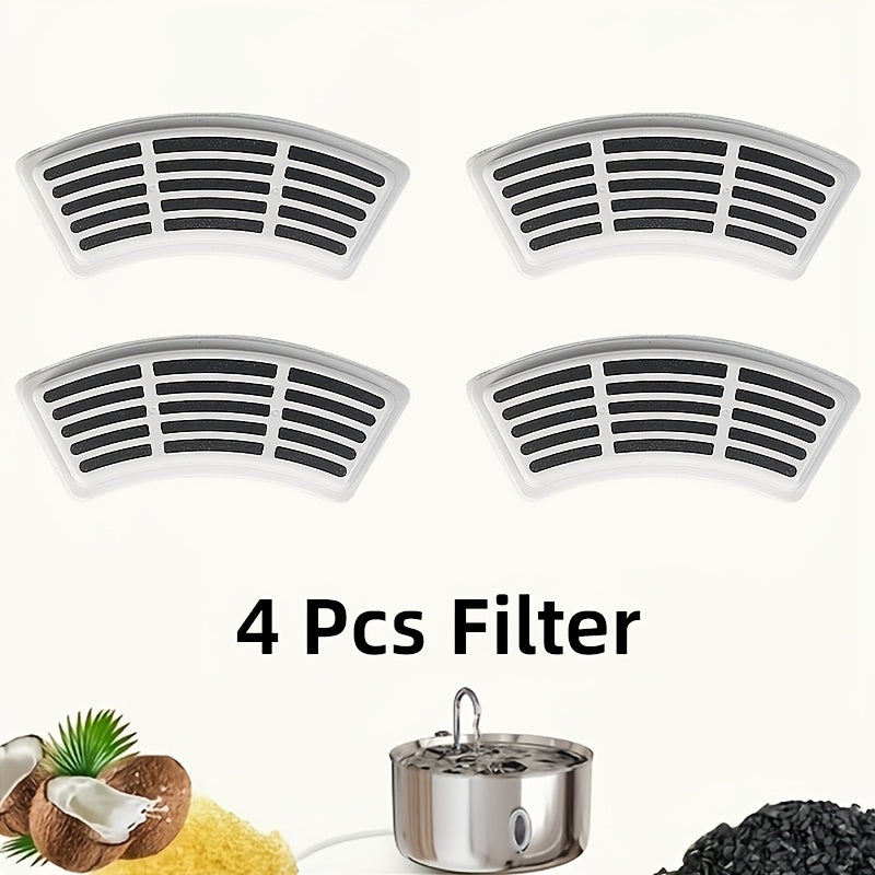 Pet Fountain Replacement Filters for JPET FT007, 4 or 8 Piece Refill Packs for Compatible Automatic Dog Water Fountains and Routine Drinking Station Maintenance
