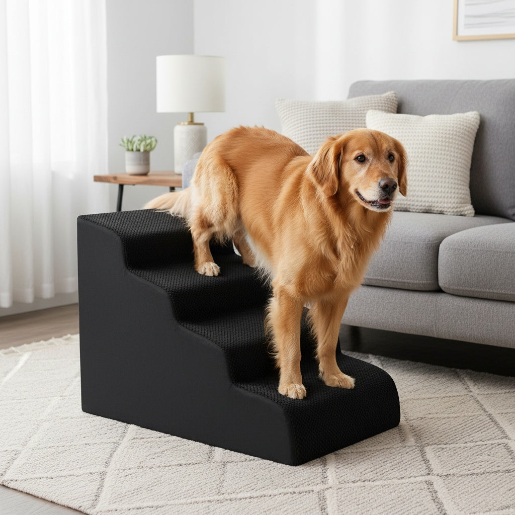Extra Wide Foam Pet Steps for Small Dogs and Cats, Non-Slip Base Dog Stairs for Bed, Couch and Sofa Access in 2, 3 or 4-Step Styles