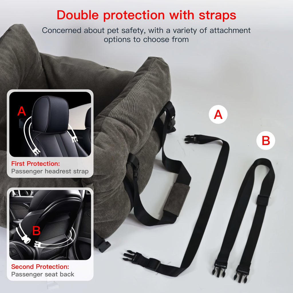 Dog Car Seat Carrier with Handheld and Shoulder Carry Options, Travel Booster Bag for Dogs and Cats with Listed Harness, Seven Color and Style Choices