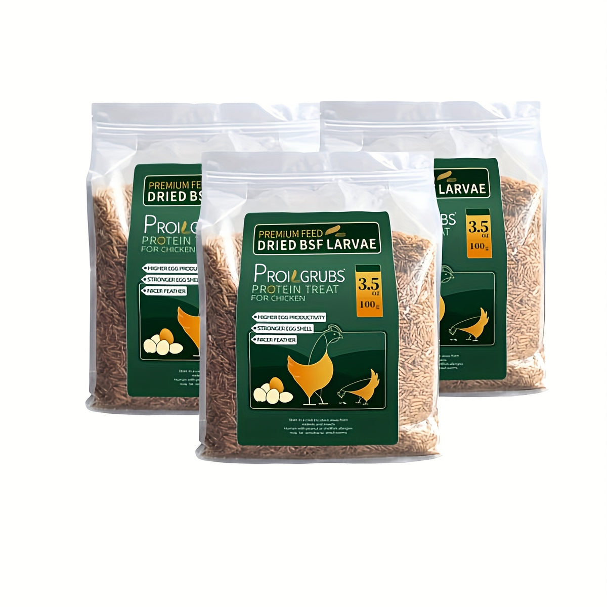 Dried BSFL Chicken Treats, Black Soldier Fly Larvae in 3.5 to 14 oz Packs for Backyard Poultry Snacks, Duck Feeding and Wild Bird Feeders