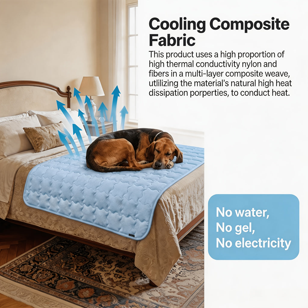 Pet Cooling Mat with Towel for Dogs and Cats, Washable Non-Slip Summer Resting Pad in Light Blue or Light Grey, 20 x 30 to 40 x 60 Inch Options