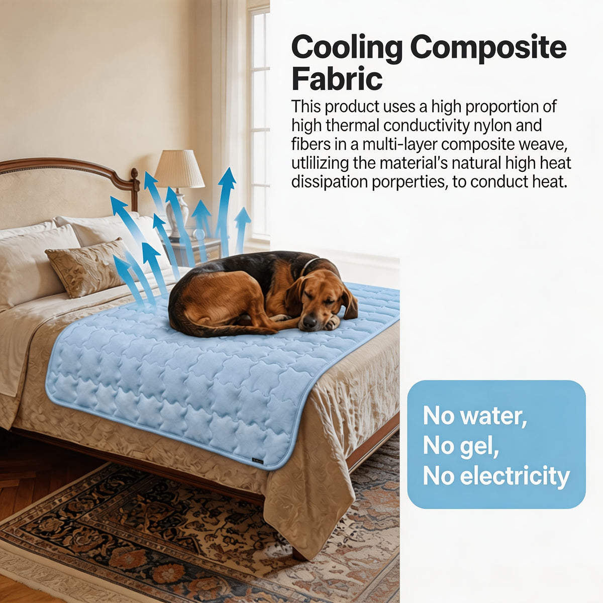 Pet Cooling Mat with Towel for Dogs and Cats, Washable Non-Slip Summer Resting Pad in Light Blue or Light Grey, 20 x 30 to 40 x 60 Inch Options