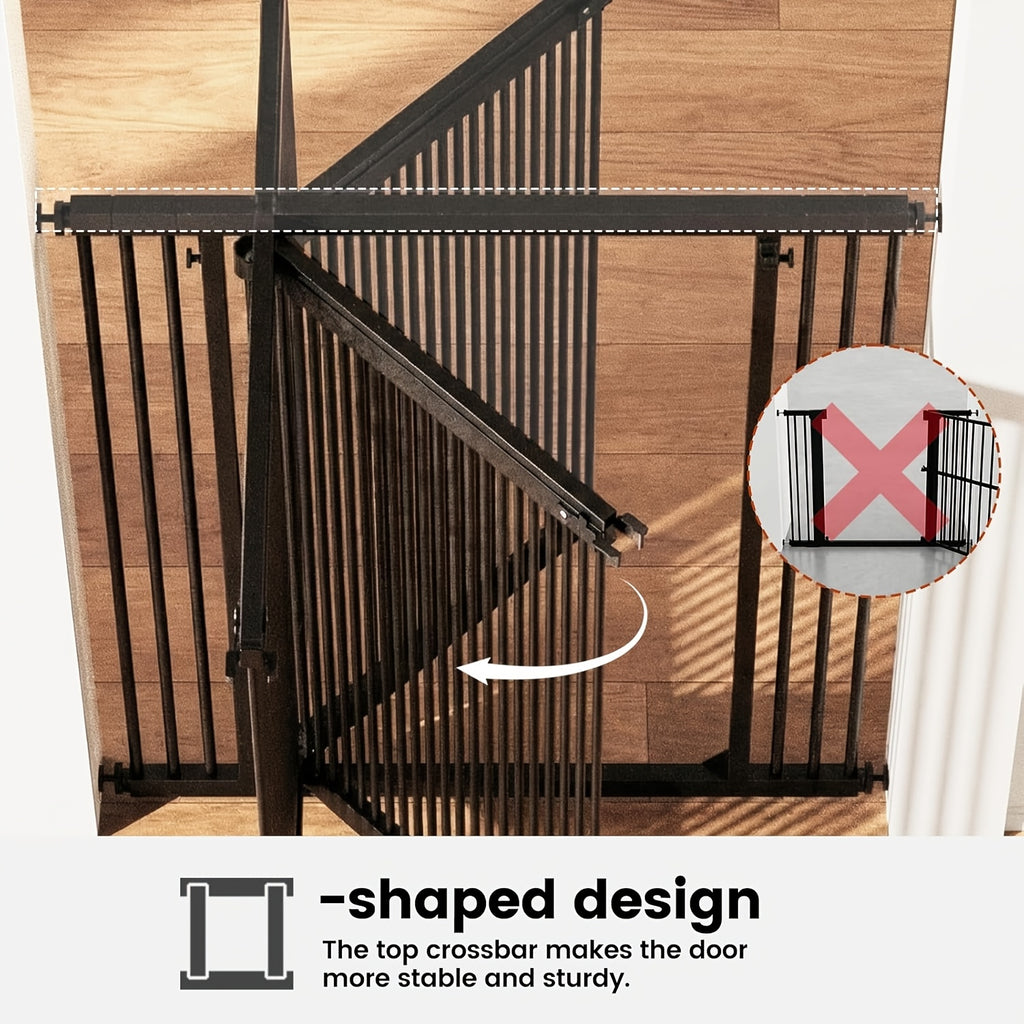Extra Tall Cat Gate 49–86 Inch Adjustable Height, Pressure-Mounted Pet Barrier for Doorways and Hallways, Black or White Dog Gate