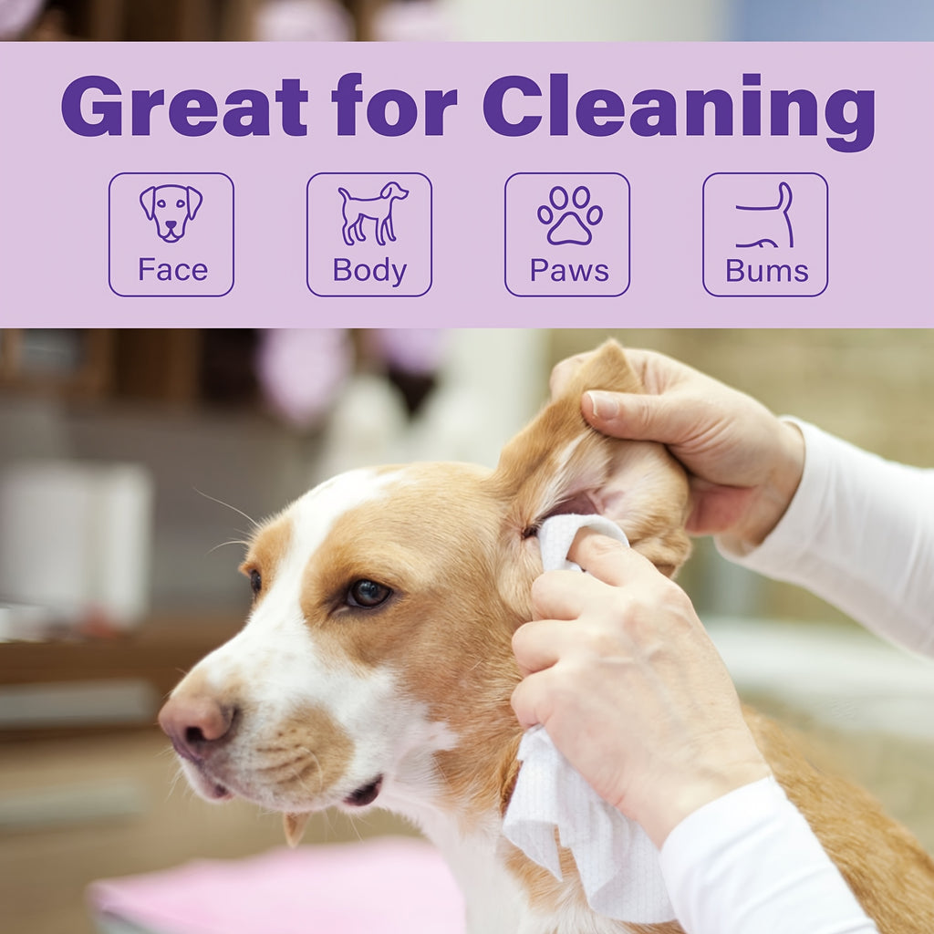 Dog Grooming Wipes with Lavender Scent, 8 x 8 Inch Pet Cleaning Wipes for Dogs and Cats, 100 or 400 Count for Everyday Freshening