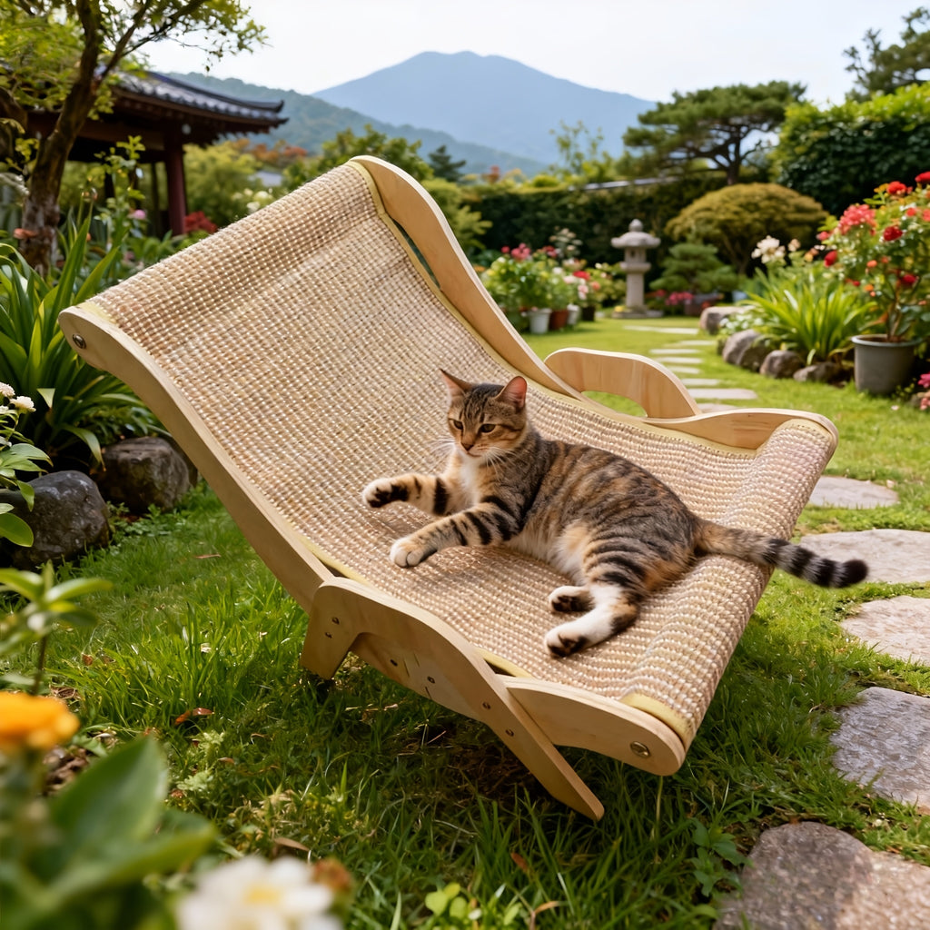 Cat Scratcher Sofa Lounger, Integrated Cat Scratching Board and Lounge Chair for Indoor Scratching, Stretching and Rest, Large or Small