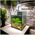 Mini Aquarium Kit 1.19 Gallon, Ultra-Clear Glass Desktop Tank with 2W Submersible Pump, 3W COB Light, Sand, Stones and Decorative Plants