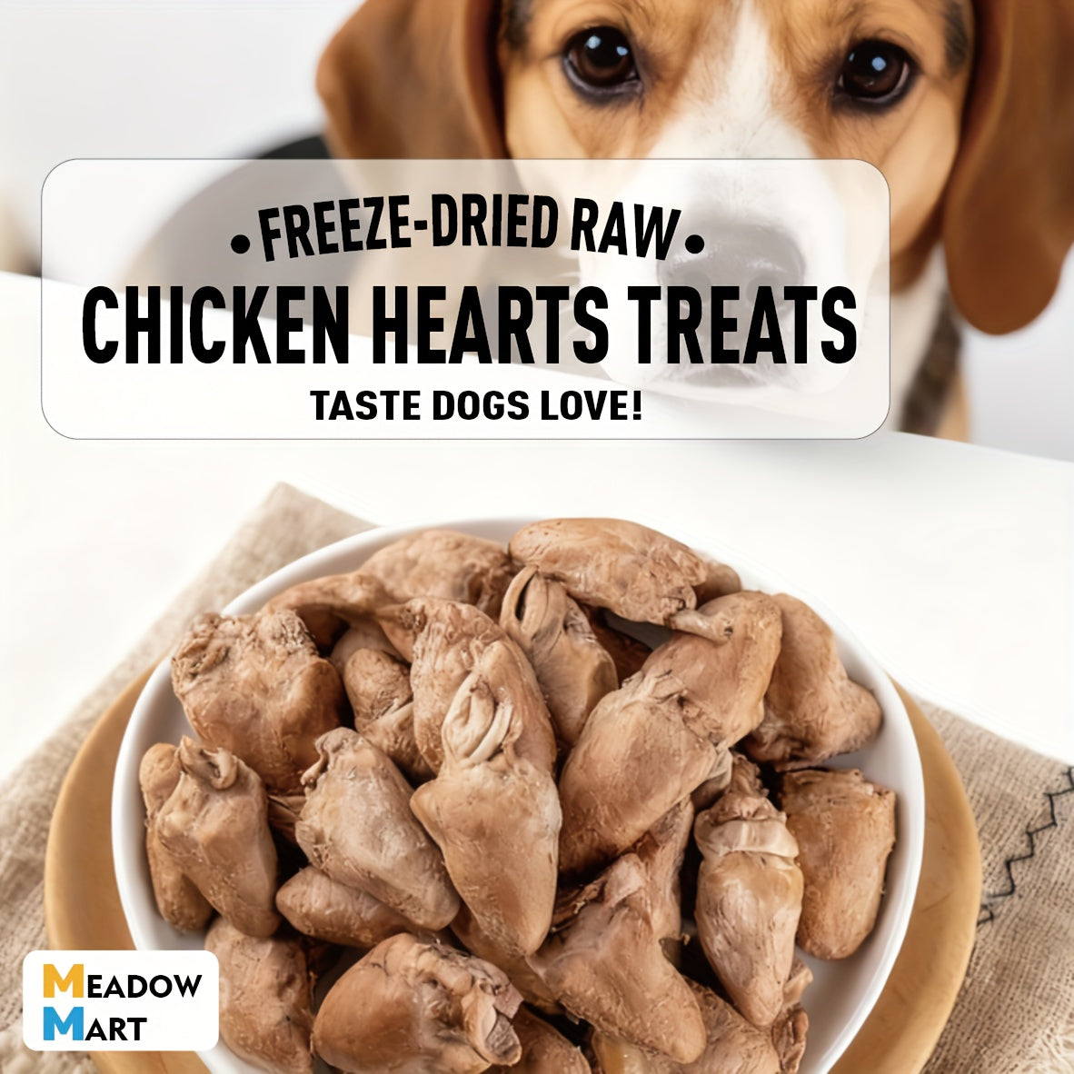 Freeze-Dried Chicken Hearts 300g for Cats and Dogs, Single-Ingredient Grain-Free Meat Treats for Training Rewards, Food Toppers and Snack Time