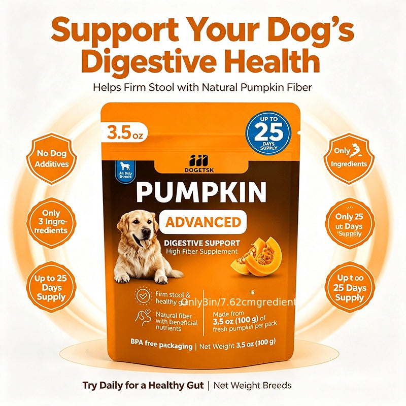 Pumpkin Fiber Supplement for Dogs, 3.5 oz (100g) Digestive Care Supplement for Canine Feeding Routines and Everyday Nutritional Support