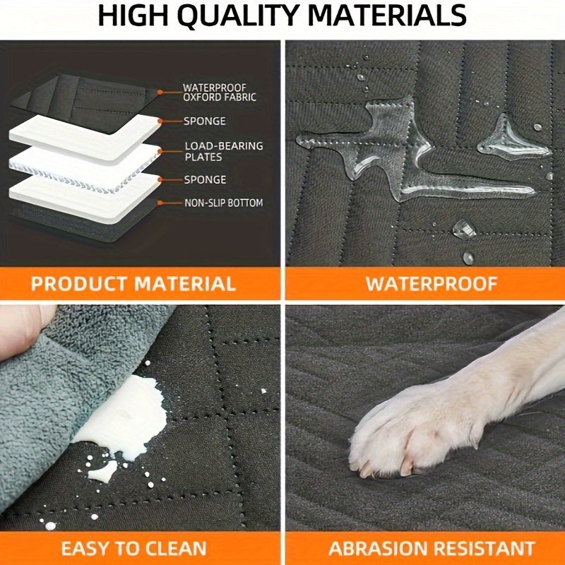 Dog Backseat Platform with Hard Bottom Base, Non-Slip PVC Car Seat Cover and Hammock Extender for SUV, Truck and Car Road Trips