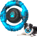 Steering Wheel Dog Chew Toy with Squeaker, Textured Rubber Ring for Large Dogs, Blue or Purple Interactive Fetch Toy for Supervised Play