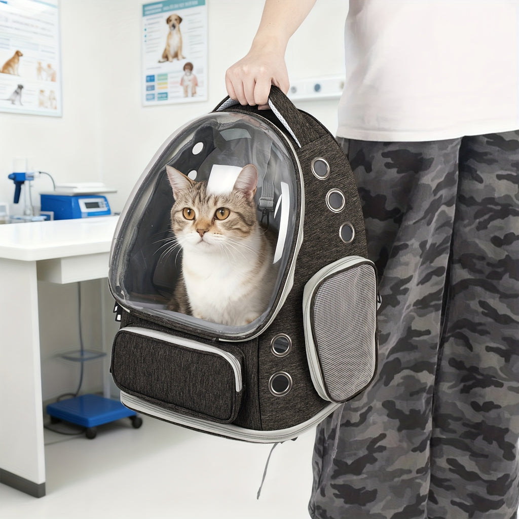 Cat Carrier Backpack with Clear Bubble Window, Breathable Space Capsule Travel Bag with Zipper Entry for Cats and Kittens, Six Color Options