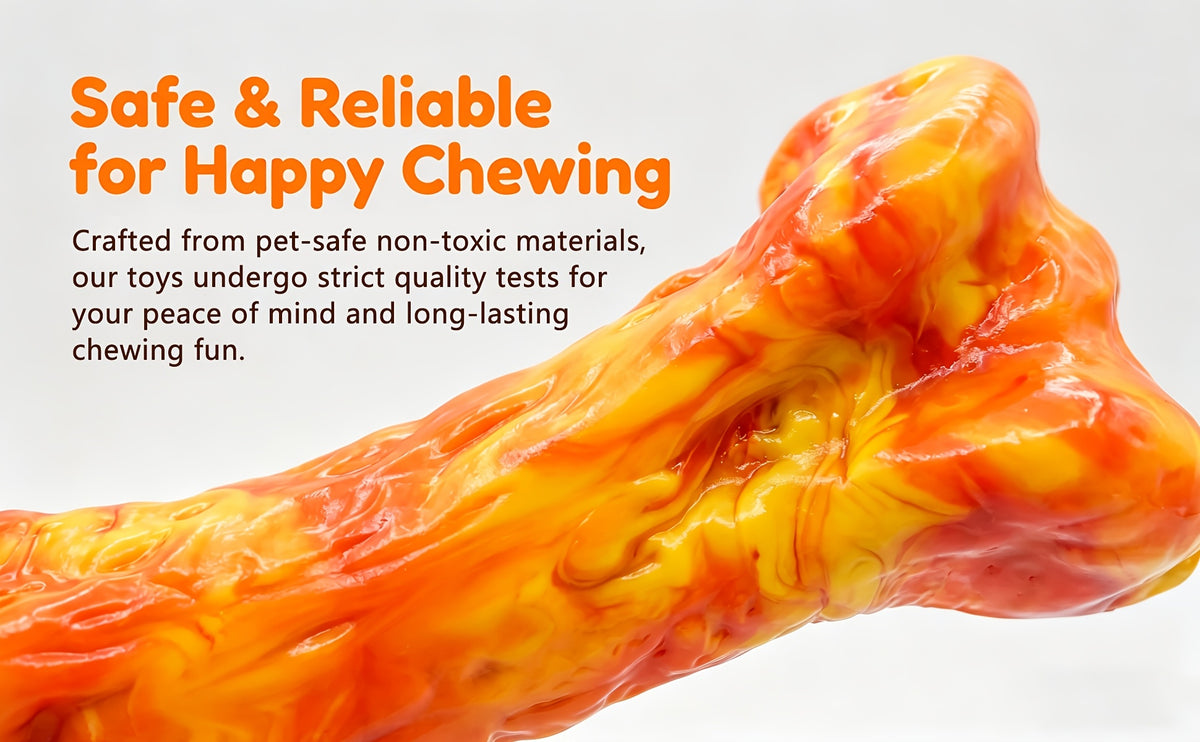Beef-Scented Dog Chew Toys 3-Pack, Textured Bone-Shaped Chewing Toys for Medium and Large Dogs, Purple Red Orange Supervised Play Set