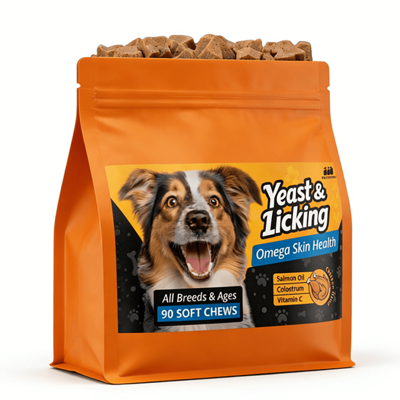 Dog Skin and Coat Chews with Omega 3 and Virgin Coconut Oil, Chicken Flavor Chewable Supplement for Everyday Canine Grooming Care