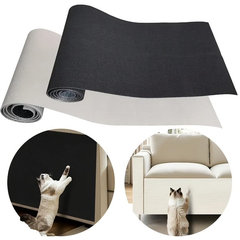 Polyester Cat Scratching Mat with Self-Adhesive Backing, Felt Scratcher Surface for Indoor Cat Activity Areas, Two Sizes and Five Neutral Color Choices