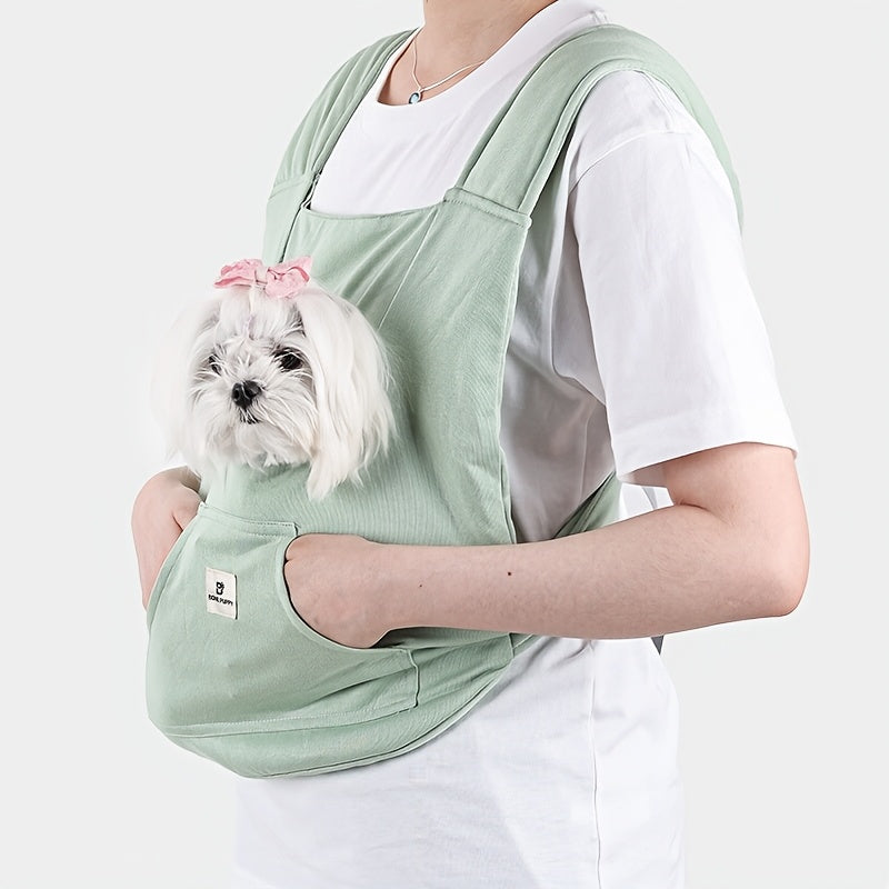 Small Dog Chest Carrier with Front Pocket, Foldable Head-Out Pet Carrying Bag with Adjustable Straps for Dogs up to 5.5 lbs and Cats up to 7.7 lbs