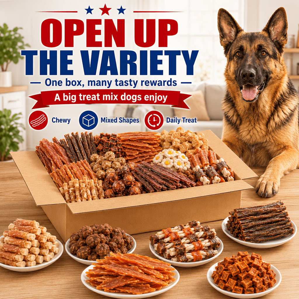 Dog Snack Combo Pack with Chicken-Flavored Milk Bars, Biscuits and Duck Chew Options, Assorted Jerky Treat Packs for Everyday Rewards