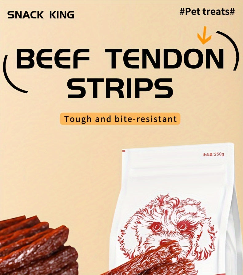 Dried Beef Tendon Strips for Dogs, 250g Single Bag or 500g Two-Pack Options, Chewy Jerky Snacks for Supervised Rewards and Training Routines