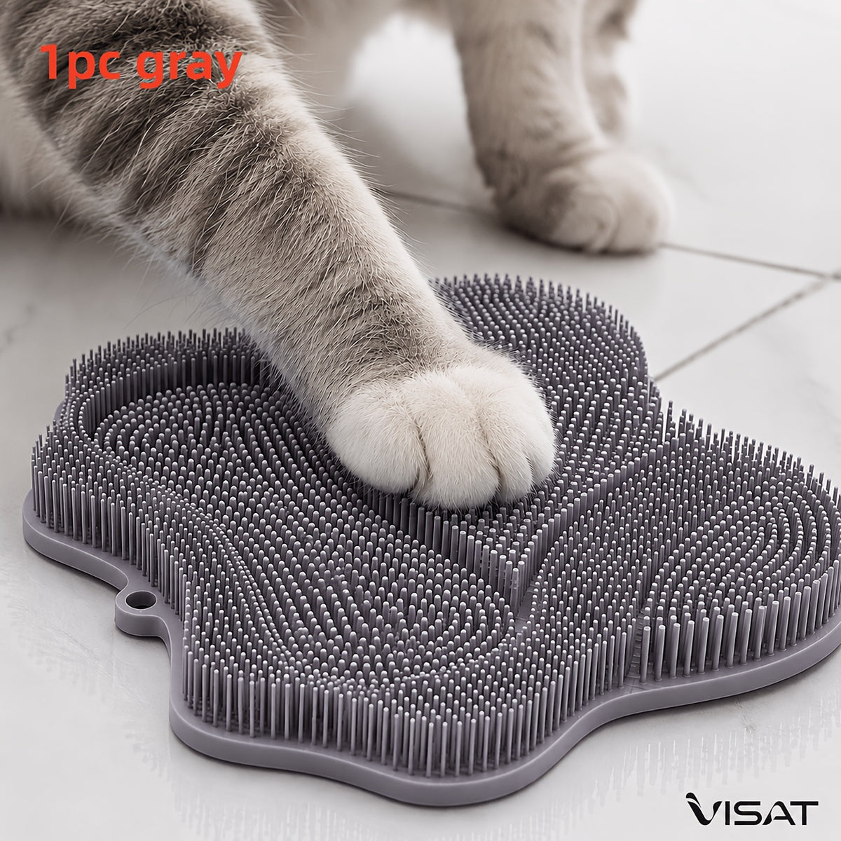 Cat Massage Brush Mat for Self Grooming, 11.02 x 11.81 Inch Wall-Mounted Scratcher Pad for Indoor Cats, Loose Fur Care in Blue, Pink or Gray