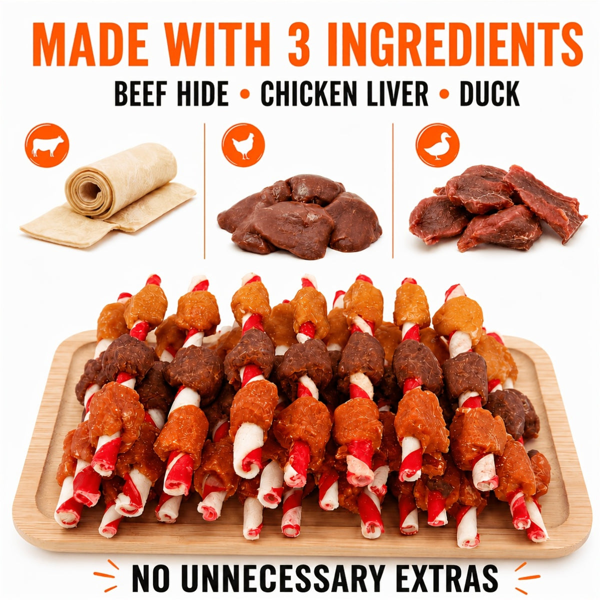 Mixed Dog Treat Combo Packs with Chicken and Duck, Beef Stick and Skewer Options, Different Pack Sizes for Supervised Rewards and Snack Time