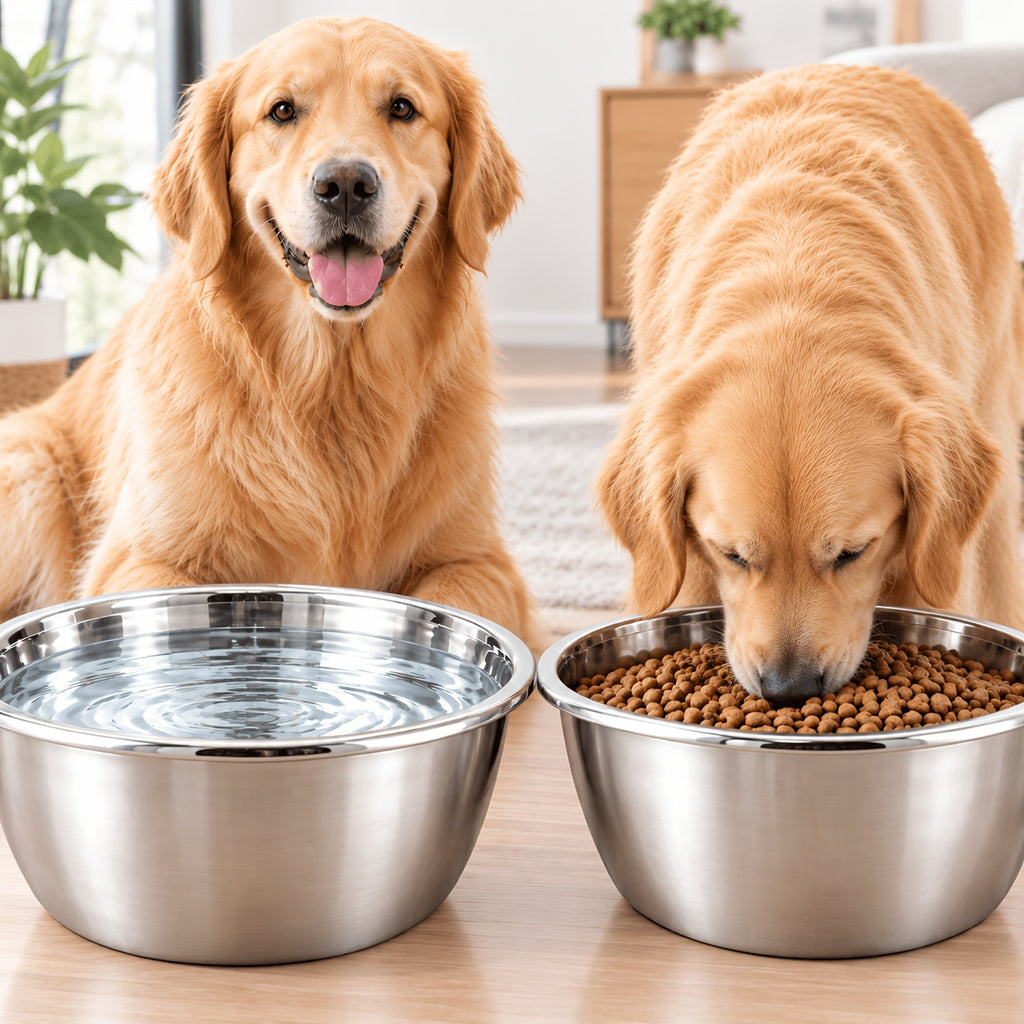 Stainless Steel Dog Bowls 2-Pack, Dishwasher Safe Food and Water Dishes for Large and Extra Large Breeds, Indoor and Outdoor Feeding