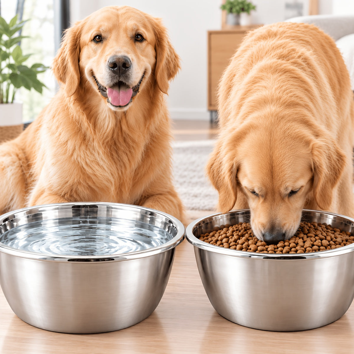 Stainless Steel Dog Bowls 2-Pack, Dishwasher Safe Food and Water Dishes for Large and Extra Large Breeds, Indoor and Outdoor Feeding