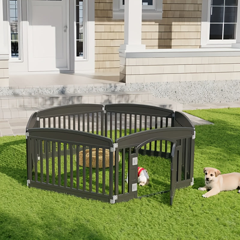 Foldable Puppy Playpen with Gate, 4 or 6 Panel Small Dog Fence in Black or White for Supervised Indoor Play Areas and Outdoor Pet Routines