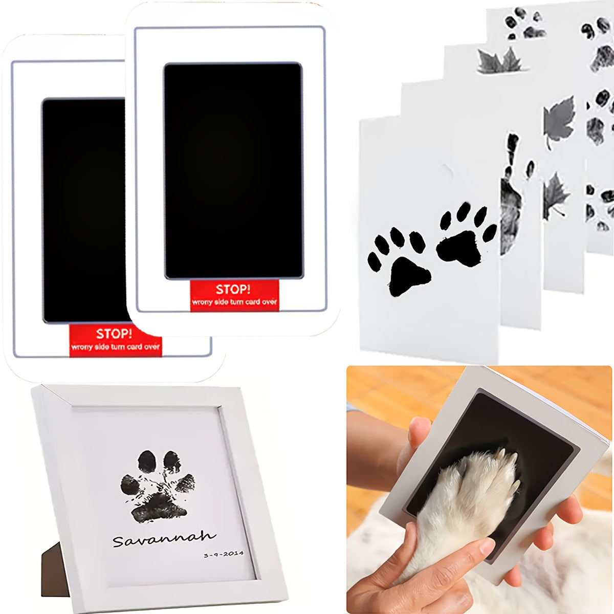 Dog Paw Print Ink Pad Kit for Cats and Dogs, Quick-Dry Black Ink Pet Keepsake Set for Memory Crafts, Memorial Gifts and New Pet Owners