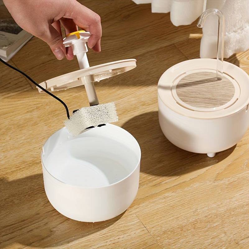 Cat Water Fountain with Round Basin, USB Powered Quiet Recirculating Pet Drinking Dispenser with Flower Spout for Indoor Cats and Small Dogs