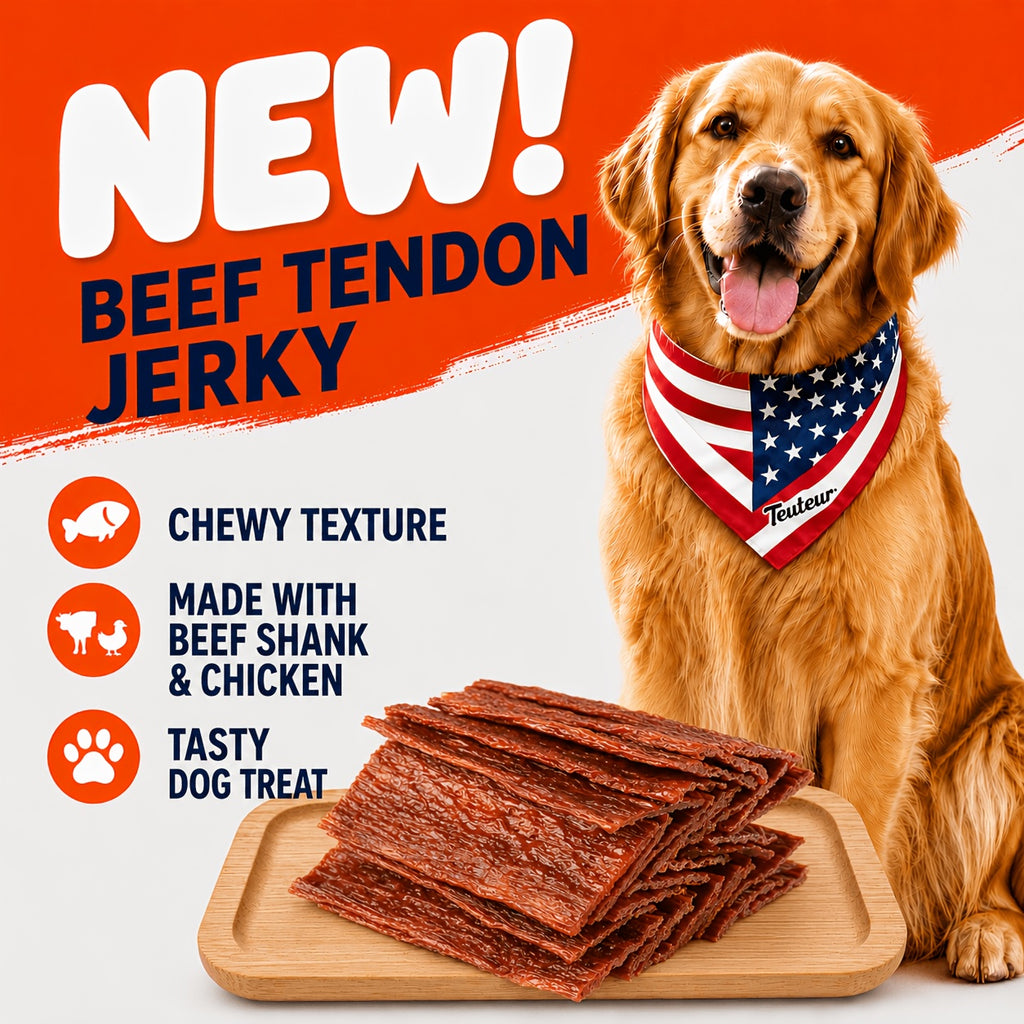 Beef Strips for Dogs 100g Beef Tendon Slices, Canine Snack Treats for Supervised Reward Time, Home Training Practice and Everyday Bonding
