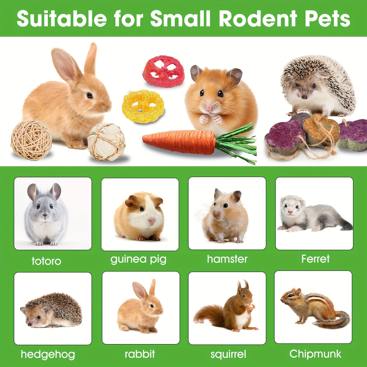 Timothy Hay Treats Variety Pack for Rabbits, Guinea Pigs and Hamsters, 21 Assorted Hay Sticks and Cakes with Carrot and Strawberry Styles