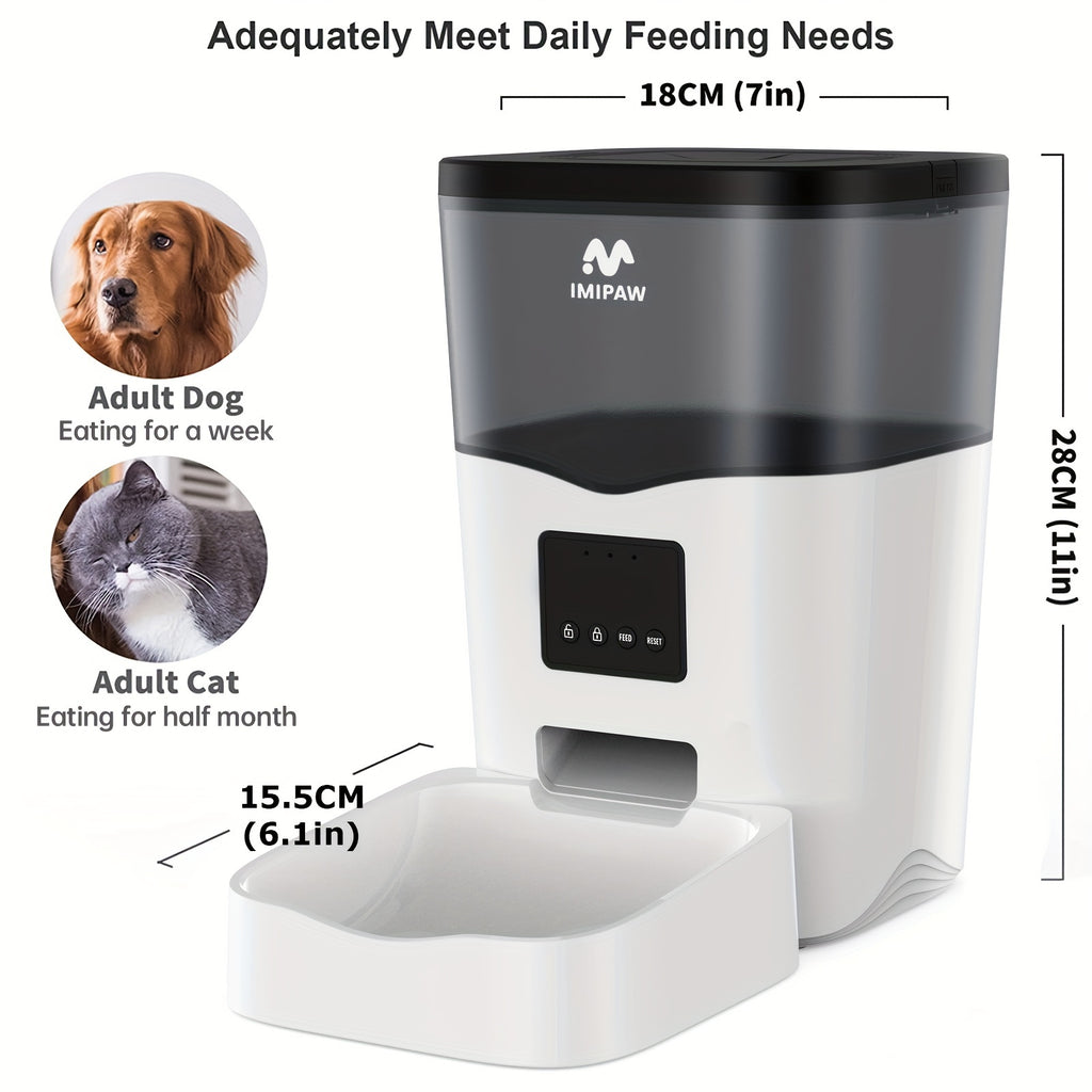 Automatic Cat Feeder with WiFi App Control, 3L Smart Dry Food Dispenser with Scheduled Meals, USB Power and Optional Camera for Cats and Dogs