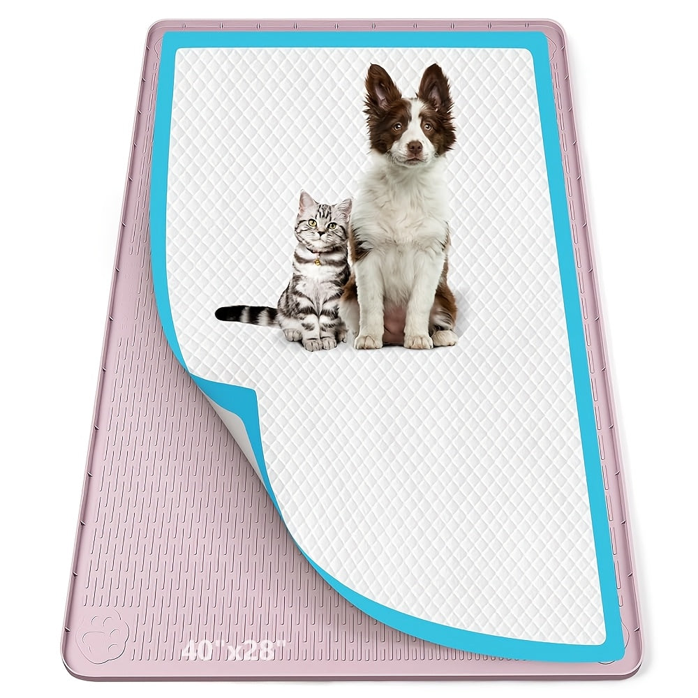 Silicone Pee Pad Holder for Dogs, Bartuke Washable Raised-Edge Training Pad Tray with Non-Slip Surface for Indoor Potty Routines, Pads Not Included