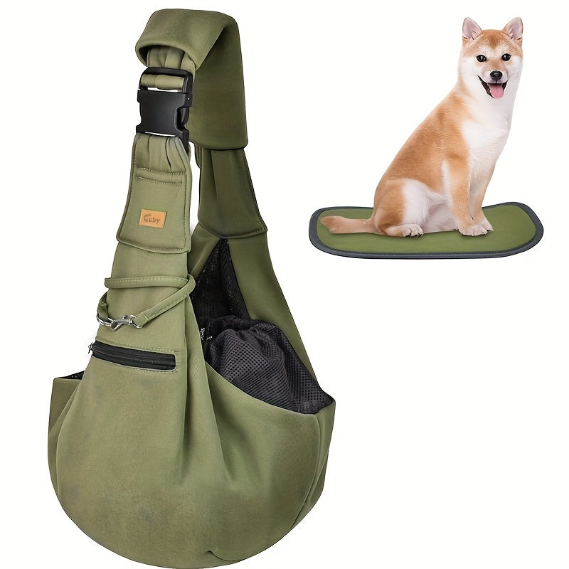 Pet Sling Carrier with Padded Hard Bottom, Adjustable Dog and Cat Shoulder Bag for Carrying Puppies on Everyday Outings, Five Color Options