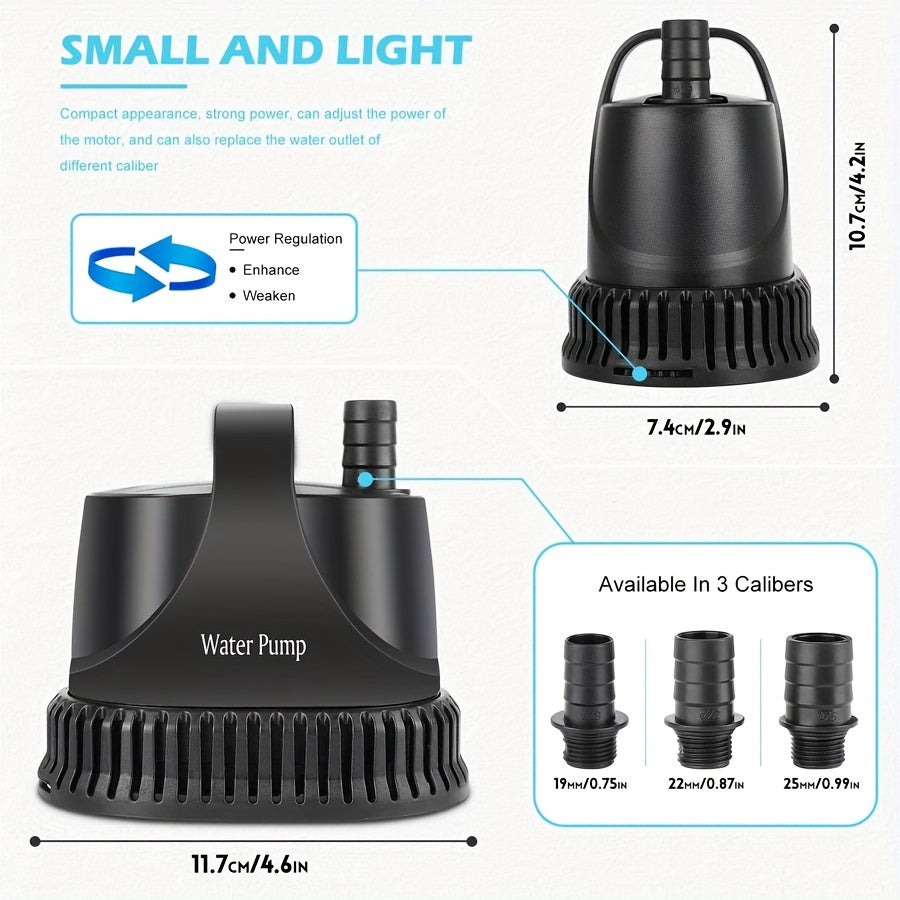 Aquarium Water Pump 800GPH, 40W Submersible Circulation Pump with Adjustable Flow, 3 Nozzle Adapters and Filter Bag for Ponds, Fountains and Hydroponics