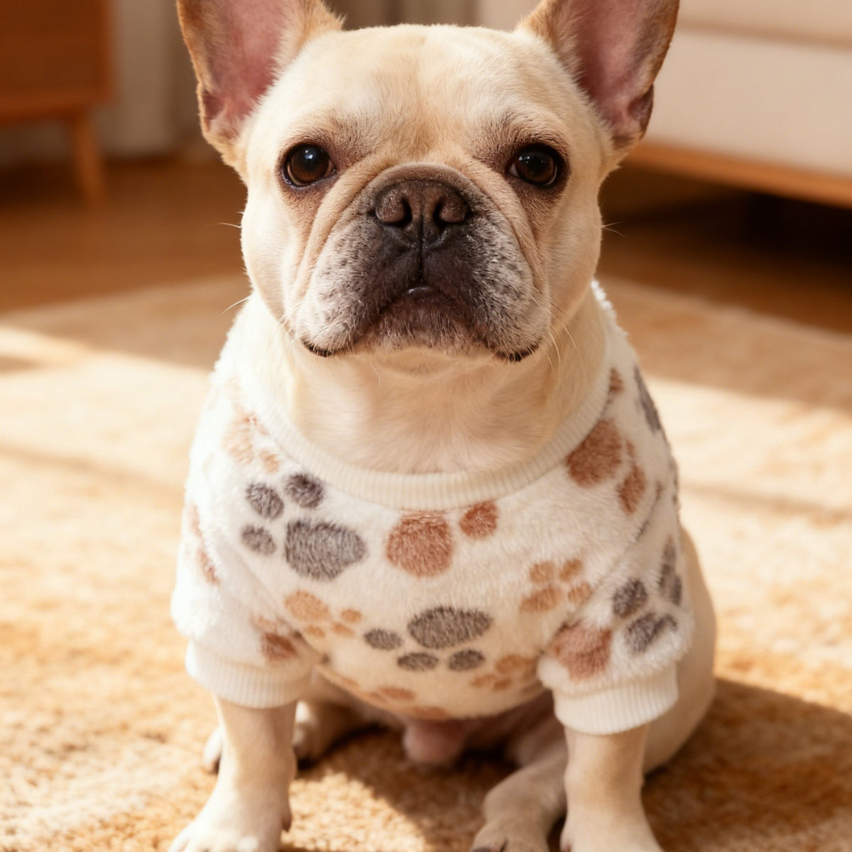 Warm Winter Dog Sweater for Small Medium Dogs, Soft Paw Print Puppy Cold Weather Outfit, Cozy Pet Apparel for Chihuahua Schnauzer Teddy Breeds, XS-XXL