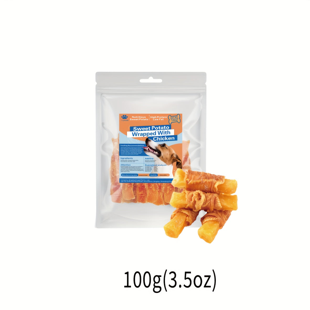 Chicken Dog Treats with Sweet Potato Wraps or Jerky Options, 100g and 600g Packs plus 900g Wraps for Supervised Training Rewards and Snack Time