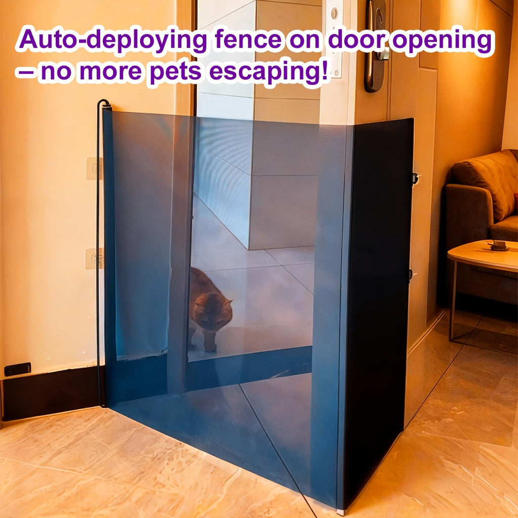 No Drill Mesh Pet Gate in Black, Expandable Dog and Cat Barrier for Doorways and Room Separation, Easy-Install Indoor Pet Fence