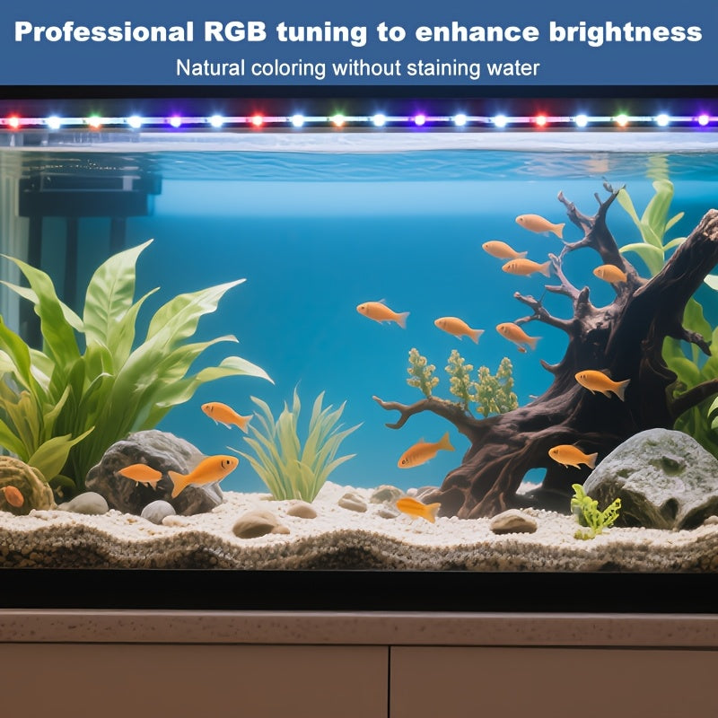 USB Aquarium LED Light Bar with Double-Row RGBW Illumination, Decorative Fish Tank Lighting in 14.96 and 18.90 Inch Options, No Battery