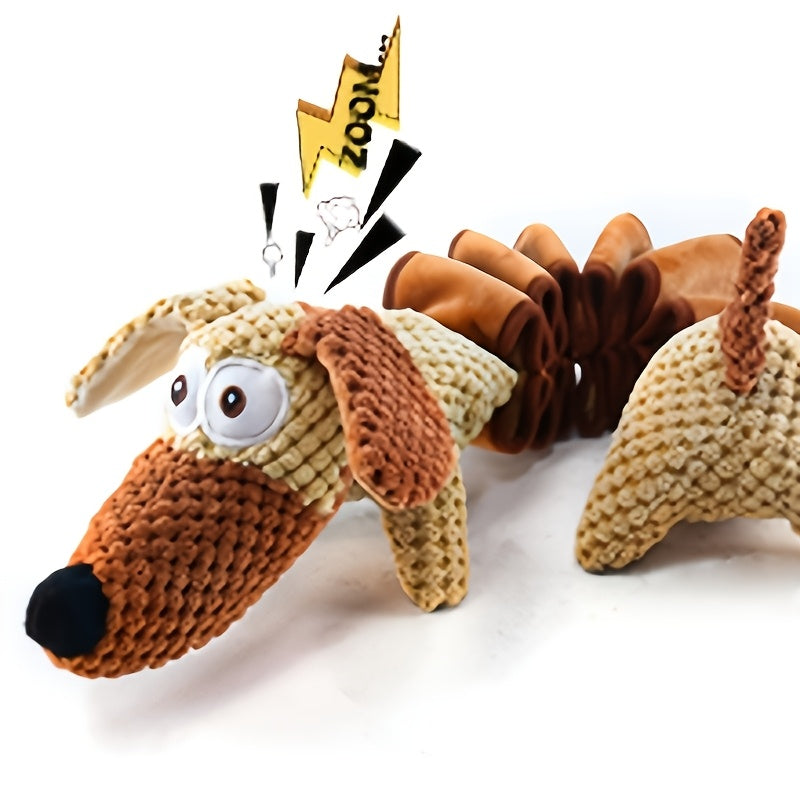 Stretchy Squeaky Dog Toy with Crinkle Paper, 15.7 Inch Plush Pull Toy Extending to 19.7 Inches for Supervised Tug and Fetch, Single or 2-Pack Options